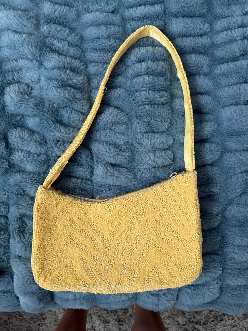 T.J.Maxx Yellow Beaded Chevron Shoulder Bag